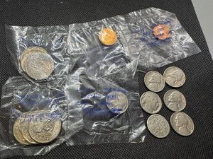 lot 58 image: Fifteen U.S. Coins 6 Anthony Dollars - 2 Sealed sets of BU 1979 PDS Coins 2 Sealed UNC Wheat Cents - 1944, 1955-S 1867 Shield Nickel Sealed 1937 Buffalo Nickel No Date Buffalo Nickel and 4 Jefferson Nickels - 1940, 1940, 1947, 1947