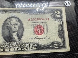lot 94 image: 1953 Red Seal Two Dollar Bill