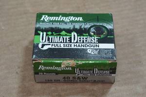 lot 192 image: 20 Remington Ultimate Defense .40 S&W 180 Gr Golden Saber BJ HP Ammo