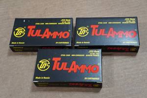 lot 196 image: 60 TulAmmo .223 Rem 55 Gr FMJ Steel Case Ammo