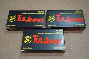 lot 197 image: 60 TulAmmo .223 Rem 55 Gr FMJ Steel Case Ammo