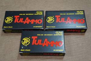 lot 199 image: 60 TulAmmo .223 Rem 55 Gr FMJ Steel Case Ammo