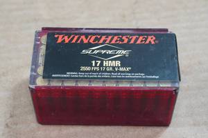lot 208 image: 50 Winchester Supreme 17 HMR 17 Gr V-Max FPS Ammo