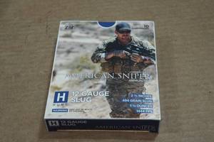 lot 217 image: 10 Hunt American Sniper 12 Gauge 2-34 494 Gr Slugs