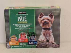 lot 45 image: NEW KIRKLAND SIGNATURE 3-FLAVOR VARIETY PACK PATE DOG FOOD