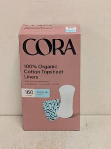 lot 142 image: CORA ORGANIC COTTON TOPSHEET LINERS 158CT.