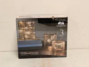 lot 200 image: NEW EVERGREEN LED GLASS TOWERS 3PK