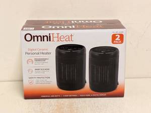lot 213 image: OMNIHEAT DIGITAL CERAMIC PERSONAL HEATER 2PK