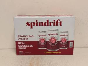 lot 173 image: NEW SPINDRIFT SPARKLING WATER CRANBERRY RASPBERRY 24PK