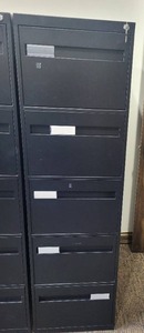 lot 1 image: Filing Cabinet - Black Metal - 18 x 28 x 63 in