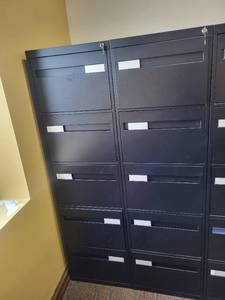 lot 3 image: Two 5-Drawer Metal Filing Cabinets - 18 in W x 28 in D x 63 in H