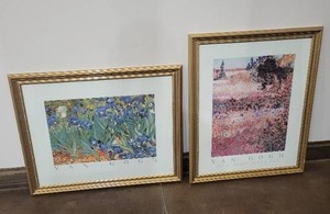 lot 16 image: Van Gogh Les Iris & Garden in Arles Framed Prints - 2 Pieces, 32 x 26 in