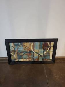 lot 23 image: Abstract Wall Art - Framed - Circles Over Geometric Grid