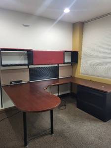 lot 29 image: Cherry Colored Wood U-Shape Desk with Herman Miller Action Office Roll-Top Desk Wall Unit and File Cabinet 72x96