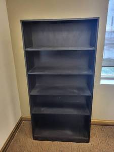 lot 39 image: Black Wood Shelving Unit - 36 W x 15 D x 72 H with 5 Adjustable Shelves