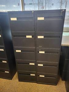 lot 41 image: Vertical File Cabinet - 2-Unit, 18W x 28D x 63H, Steel, Locking