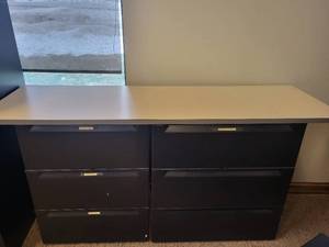 lot 43 image: Two 3-drawer file cabinets with Shared Counter