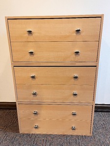 lot 98 image: Light Wood Dresser - three Stacking Drawers with Silver Pulls