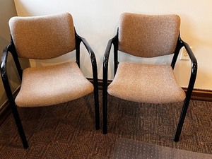 lot 106 image: Herman Miller Office Chairs - Beige Fabric, Black Tubular Frame (Lot of 2)