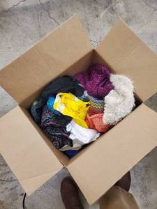 lot 15 image: Assorted Scarves & Clothing Box Lot