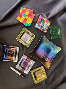 lot 22 image: Glass Mosaic Tile Set - Assorted Colors - Colorful Square Mosaic Tiles for Art