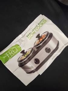 lot 28 image: TRU Dual Crock Slow Cooker - Double Electric Slow Cooker with Glass Lids