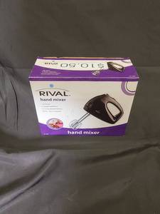 lot 38 image: Rival Hand Mixer - 125W, 5-Speed, Chrome Beaters