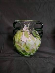 lot 48 image: Glass Decor Lot Vases, Pitcher, Plates & Metal Stands