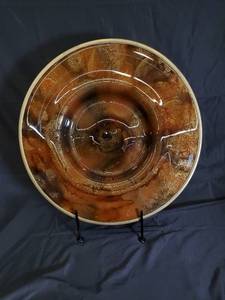 lot 52 image: Decorative Round Plate with Copper Patina Finish - Display Stands Included