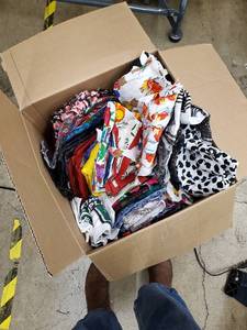 lot 75 image: Assorted Scarves & Fabrics - Colorful Tropical & Animal Prints Box Lot