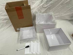 lot 193 image: Lifewit White Plastic Storage Boxes Set - Assorted Sizes for Organization