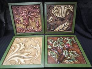 lot 53 image: (4) Decorative Flower Wall Art