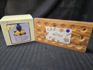 lot 79 image: Wine Chiller Ice Mold Set and Wood Hands-go Egg holder