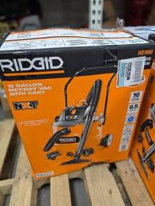 lot 100 image: Ridgid 16 Gal wetdry Vac with cart