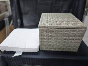 lot 119 image: NEW Wicker Basket with Cushion perfect for one person to sit on to put shoes on