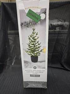 lot 130 image: Wondershop  3 Potted Balsam Fir LED Pre-lit Tree