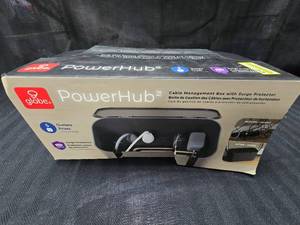 lot 155 image: Power Hub Cable Management Box With Surge Protector (Black)