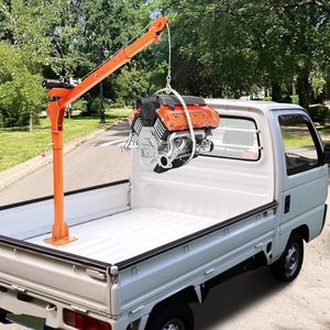 lot 112 image: Garvee 1100 lb Electric Pickup Truck Crane with Electric Winch 3500 lb 12V, Folding Truck-Mounted Crane, Painted Steel Pickup Truck Jib Cranes Hoist 360° Swivel for Lifting Goods in Construction Factory