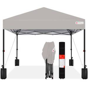 lot 114 image: One-Person Setup Instant Pop Up Canopy w Case, 4 Weight Bags - 10x10ft (Pink)