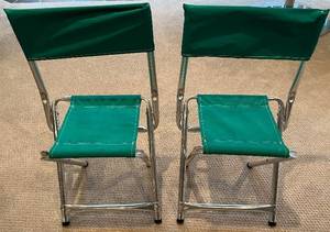 lot 143N image: Base - Masters Folding Chairs - 1996, Green Canvas (Lot of 2)