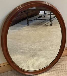 lot 175N image: LL- Round Wood-Framed Mirror
