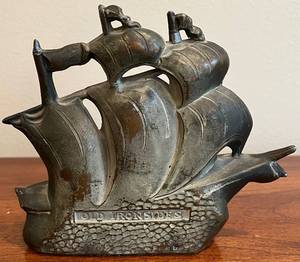 lot 187N image: DR - Old Ironsides Cast Iron Ship Bookend