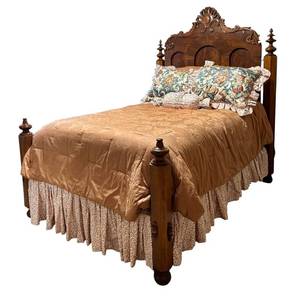 lot 3H image: LBR - Antique Victorian Carved Four-Poster Bed