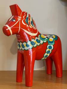 lot 11H image: LL - Large Dala Horse - Hand-Painted Red Wooden Folk Art Figure