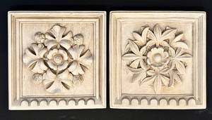 lot 49H image: LL - 1985HPT Vintage Style Plaster Wall Panels - Floral Relief Duo