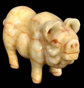 lot 50H image: LL - Vintage Marble Pig with Orange Veining
