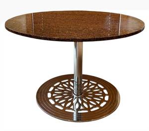 lot 51H image: LL - Granite Round Dining Table - 42 in Diameter, 28 in Height, Chrome Pedestal