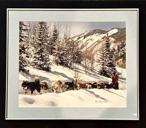 lot 54H image: LL - Dan Mo Rache Wall Art - Framed Snow Dog Team Scene