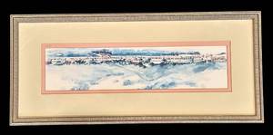 lot 55H image: Watercolor Harbor Town Framed Artwork