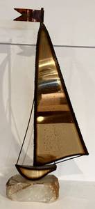 lot 57H image: LL - Vintage Demott Sailboat Sculpture - Brass & Copper